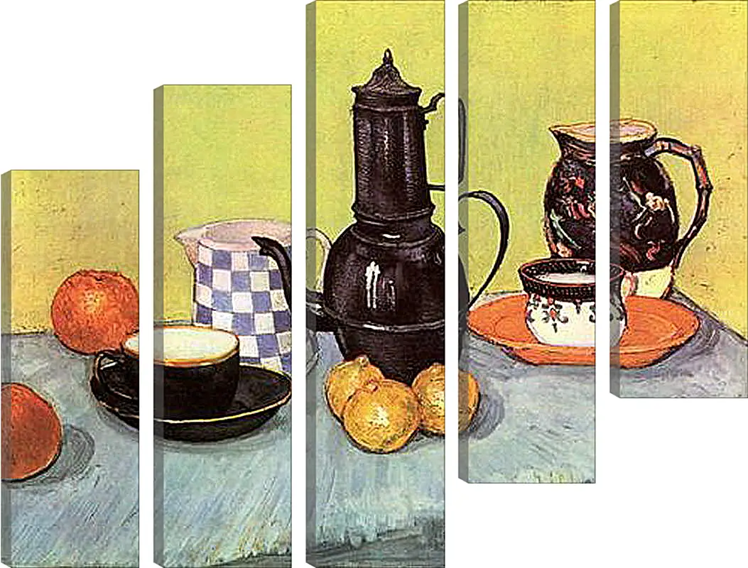 Модульная картина - Still Life Blue Enamel Coffeepot, Earthenware and Fruit. Винсент Ван Гог