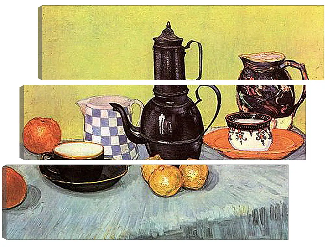 Модульная картина - Still Life Blue Enamel Coffeepot, Earthenware and Fruit. Винсент Ван Гог