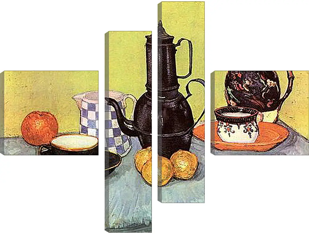 Модульная картина - Still Life Blue Enamel Coffeepot, Earthenware and Fruit. Винсент Ван Гог