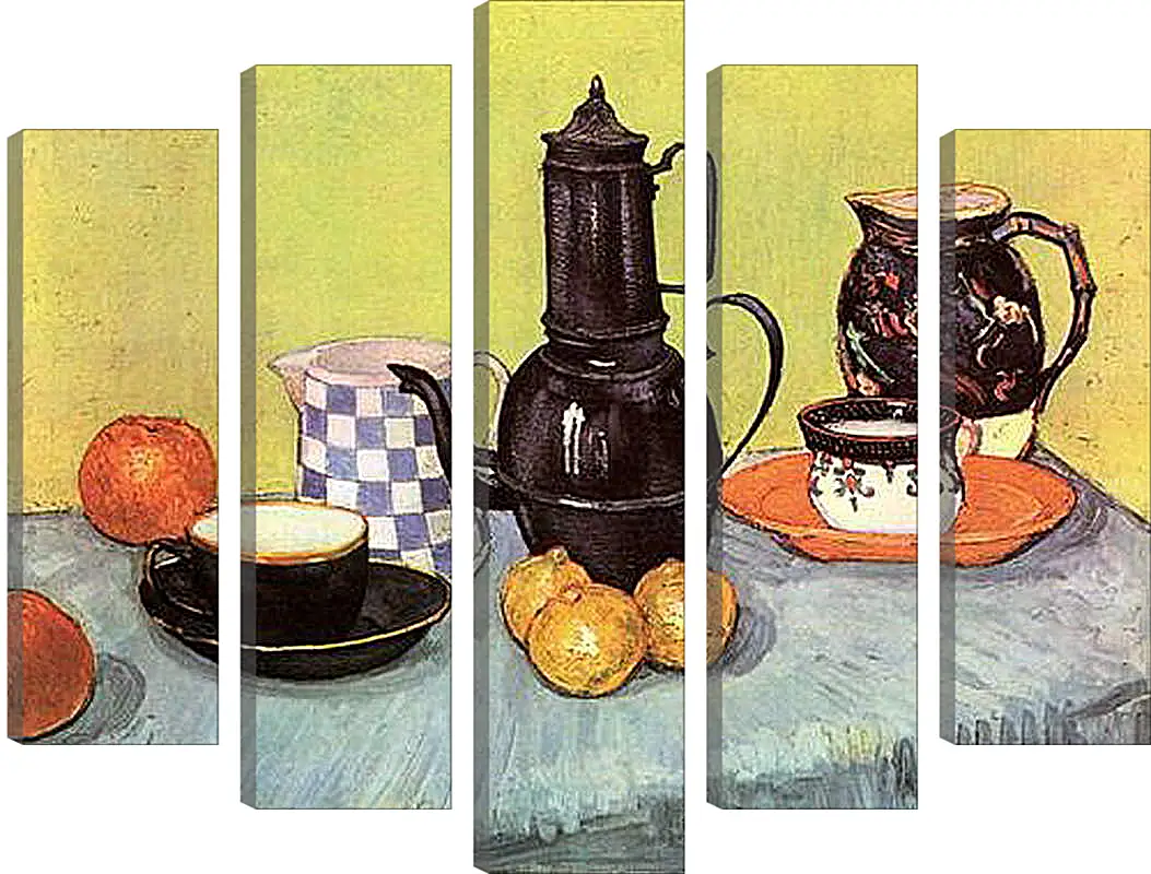 Модульная картина - Still Life Blue Enamel Coffeepot, Earthenware and Fruit. Винсент Ван Гог