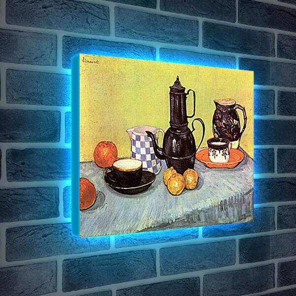 Лайтбокс световая панель - Still Life Blue Enamel Coffeepot, Earthenware and Fruit. Винсент Ван Гог
