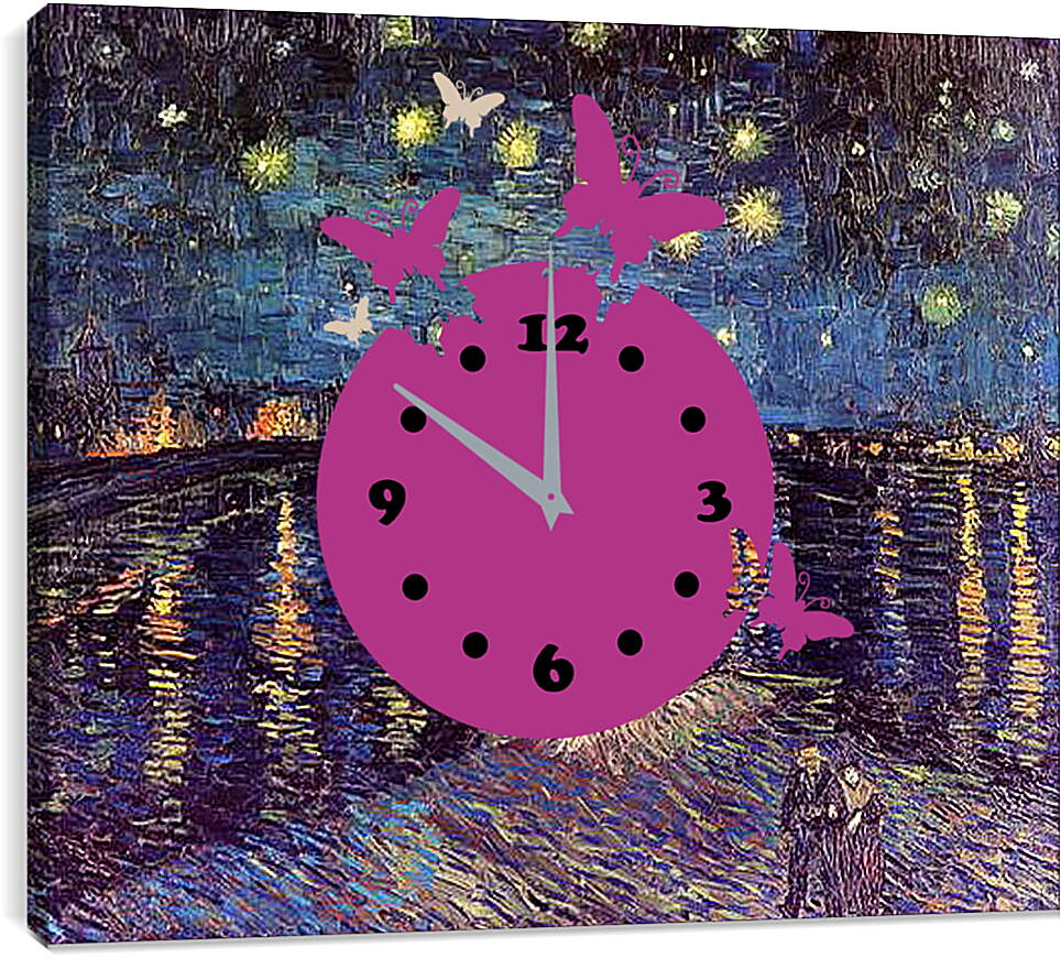 Часы картина - Starry Night Over the Rhone. Винсент Ван Гог