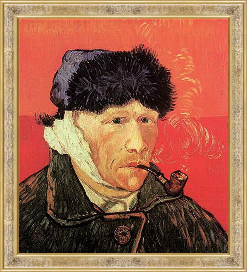 Картина в раме - Self-Portrait with Bandaged Ear and Pipe. Винсент Ван Гог