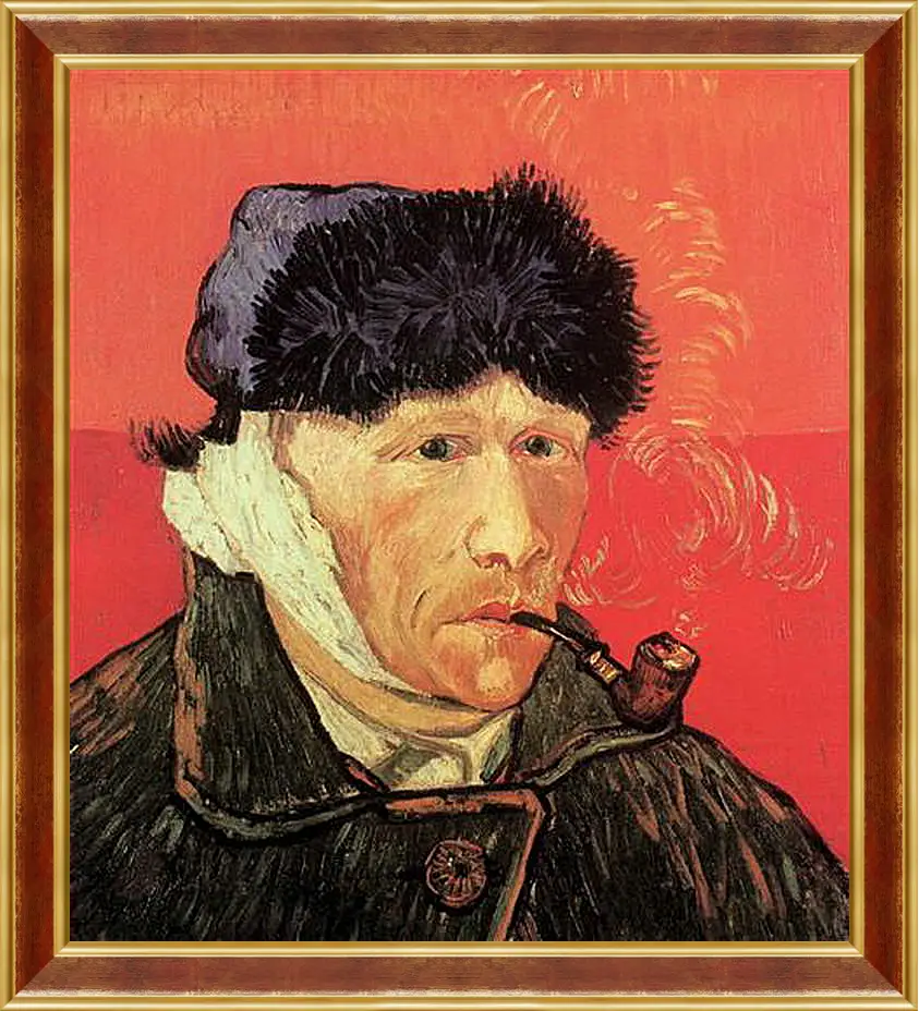 Картина в раме - Self-Portrait with Bandaged Ear and Pipe. Винсент Ван Гог