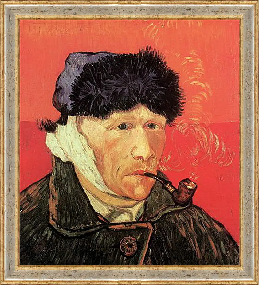 Картина в раме - Self-Portrait with Bandaged Ear and Pipe. Винсент Ван Гог