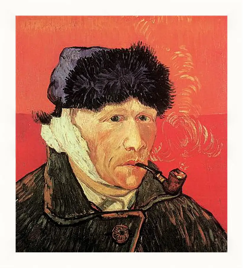 Картина в раме - Self-Portrait with Bandaged Ear and Pipe. Винсент Ван Гог