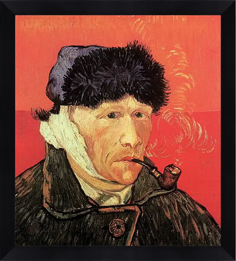 Картина в раме - Self-Portrait with Bandaged Ear and Pipe. Винсент Ван Гог