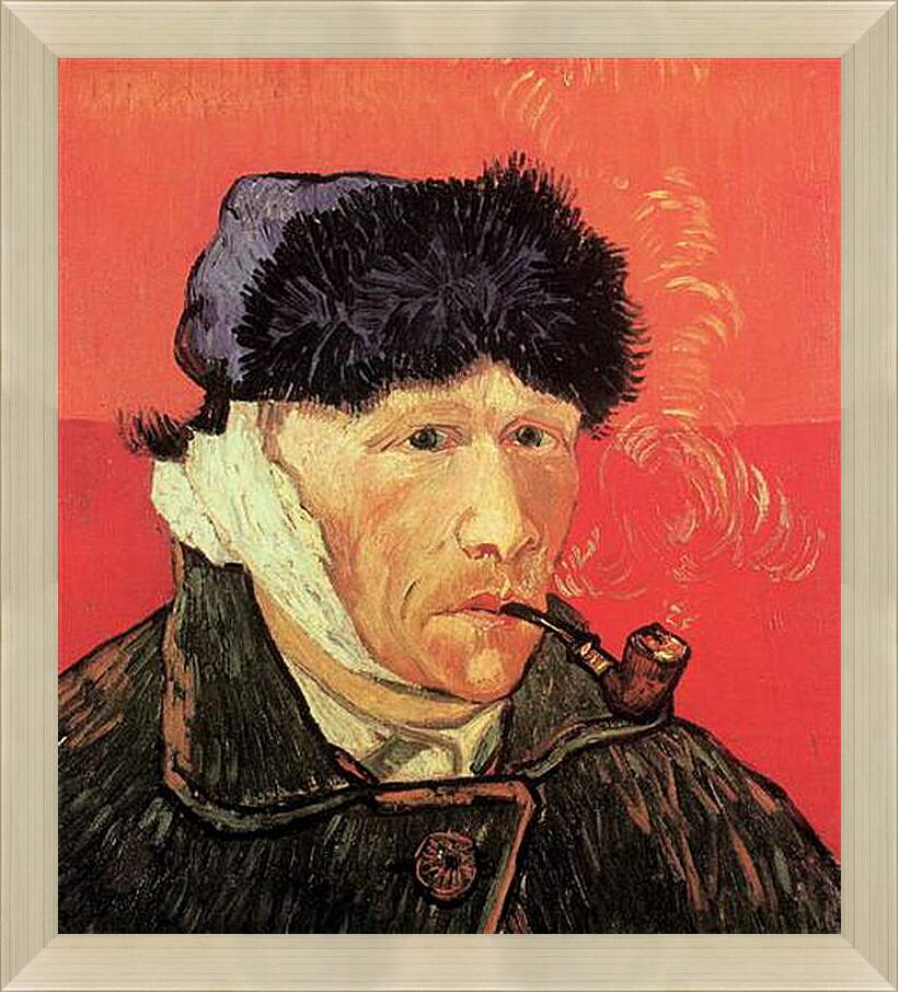 Картина в раме - Self-Portrait with Bandaged Ear and Pipe. Винсент Ван Гог