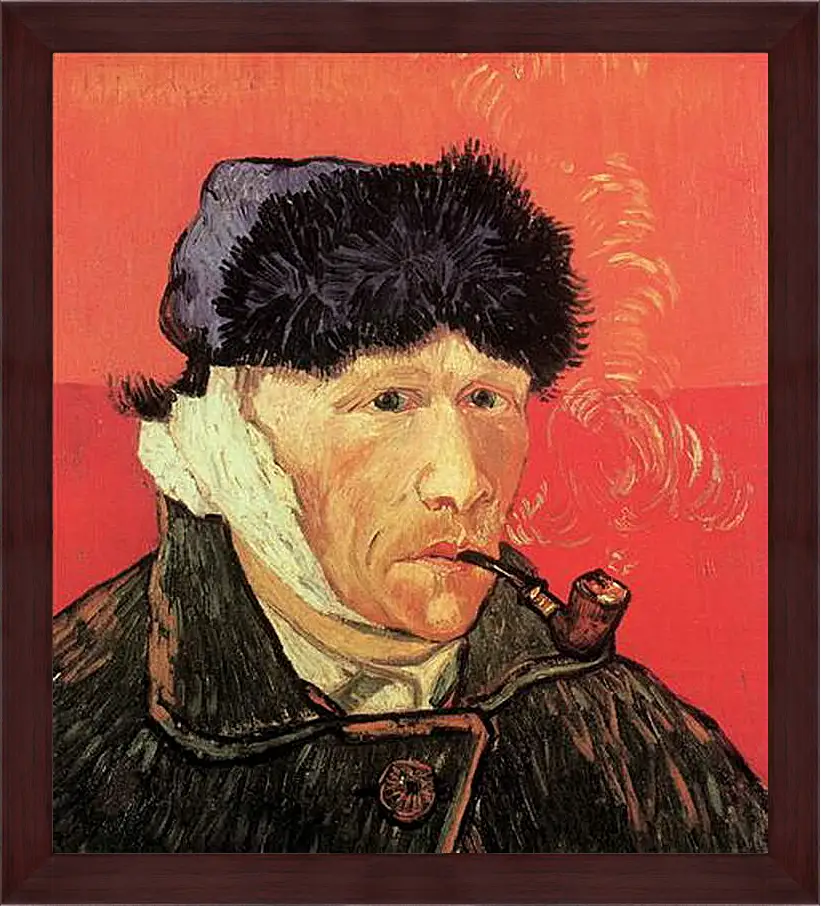 Картина в раме - Self-Portrait with Bandaged Ear and Pipe. Винсент Ван Гог