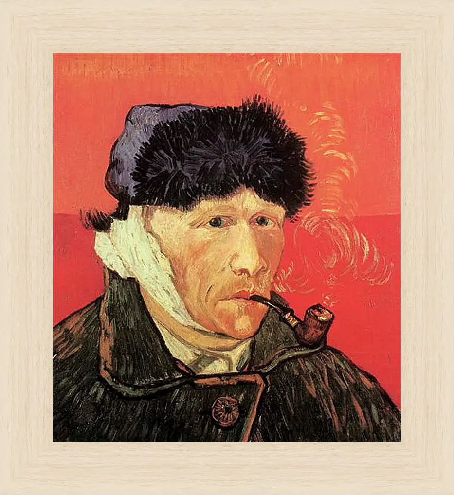 Картина в раме - Self-Portrait with Bandaged Ear and Pipe. Винсент Ван Гог