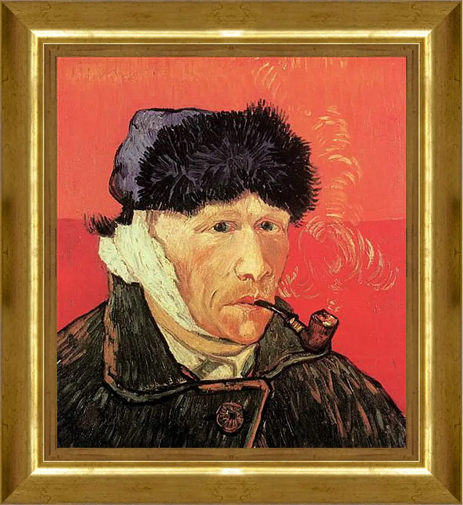 Картина в раме - Self-Portrait with Bandaged Ear and Pipe. Винсент Ван Гог