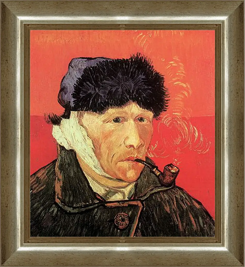 Картина в раме - Self-Portrait with Bandaged Ear and Pipe. Винсент Ван Гог