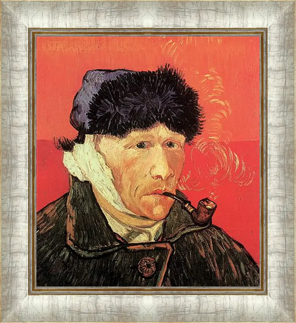 Картина в раме - Self-Portrait with Bandaged Ear and Pipe. Винсент Ван Гог