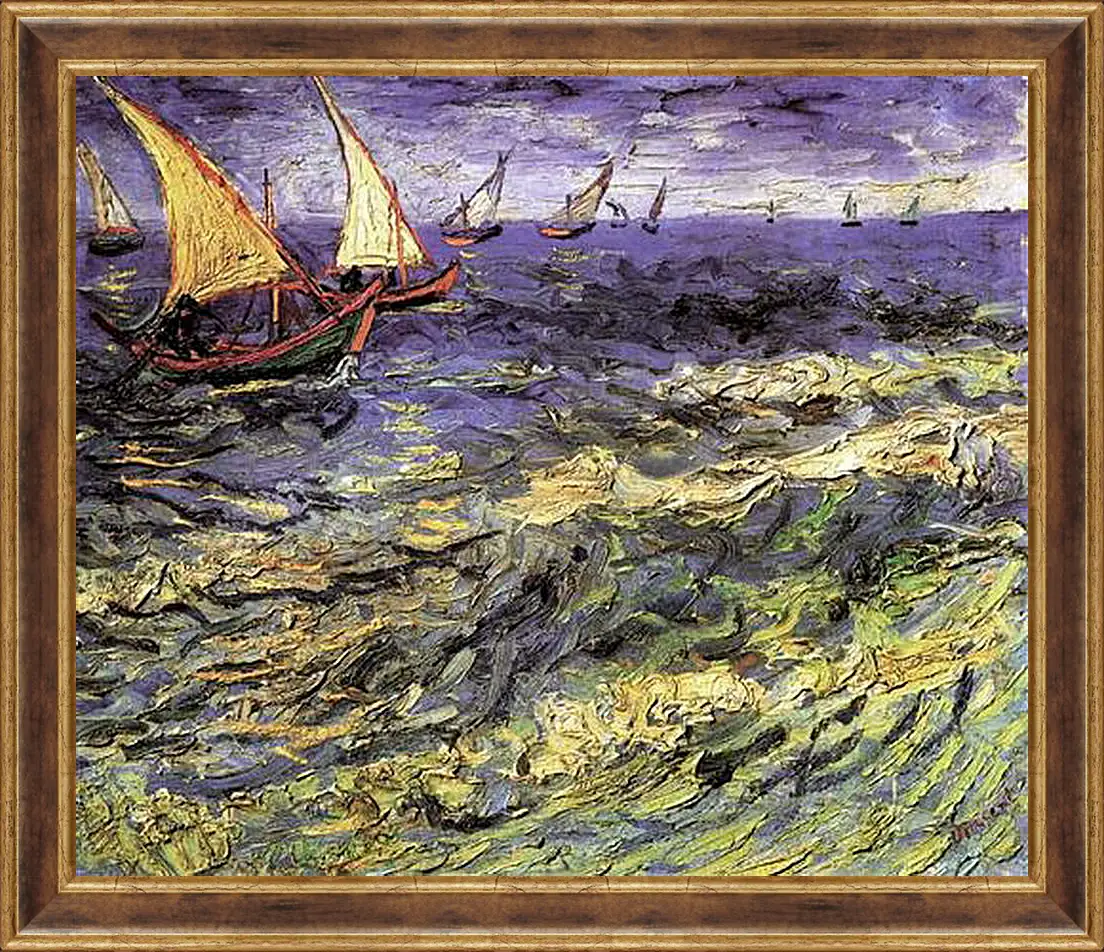 Картина в раме - Seascape at Saintes-Maries 2. Винсент Ван Гог