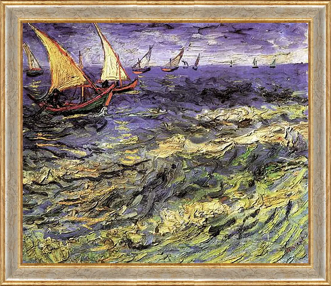 Картина в раме - Seascape at Saintes-Maries 2. Винсент Ван Гог