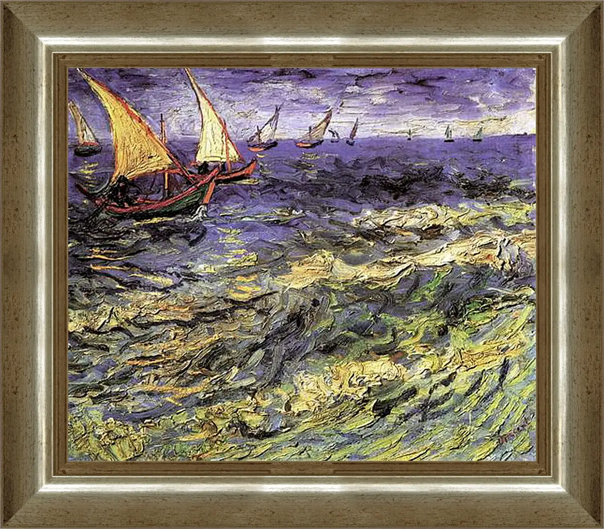 Картина в раме - Seascape at Saintes-Maries 2. Винсент Ван Гог