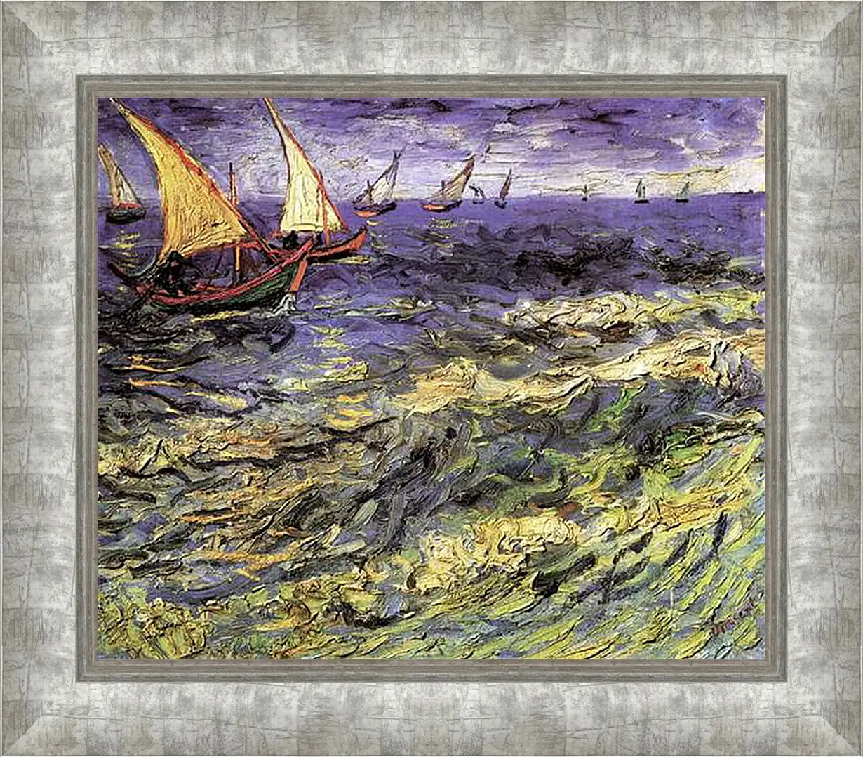 Картина в раме - Seascape at Saintes-Maries 2. Винсент Ван Гог