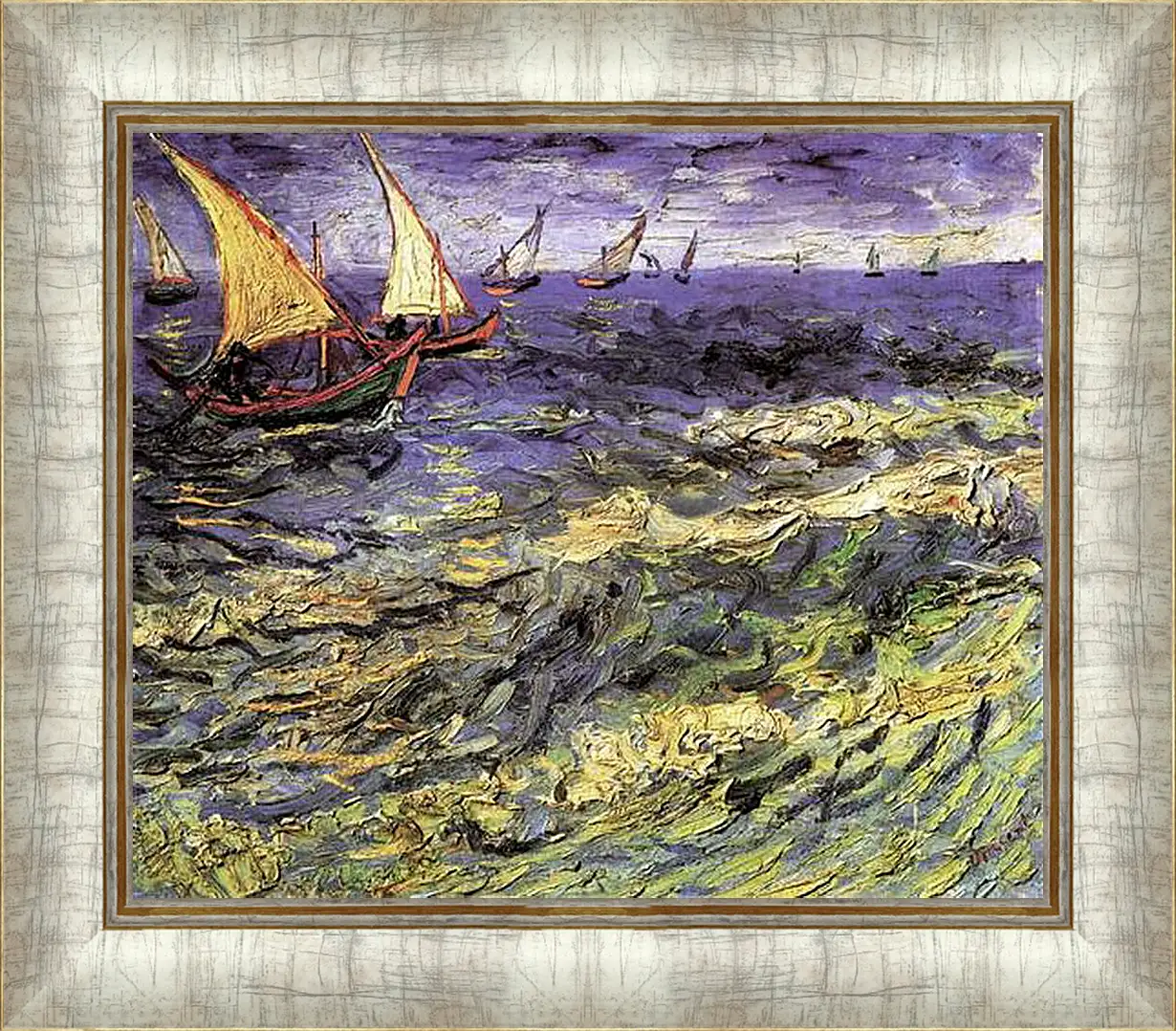 Картина в раме - Seascape at Saintes-Maries 2. Винсент Ван Гог