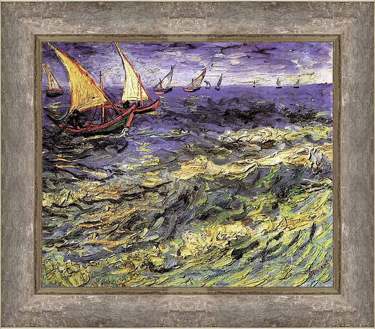 Картина в раме - Seascape at Saintes-Maries 2. Винсент Ван Гог