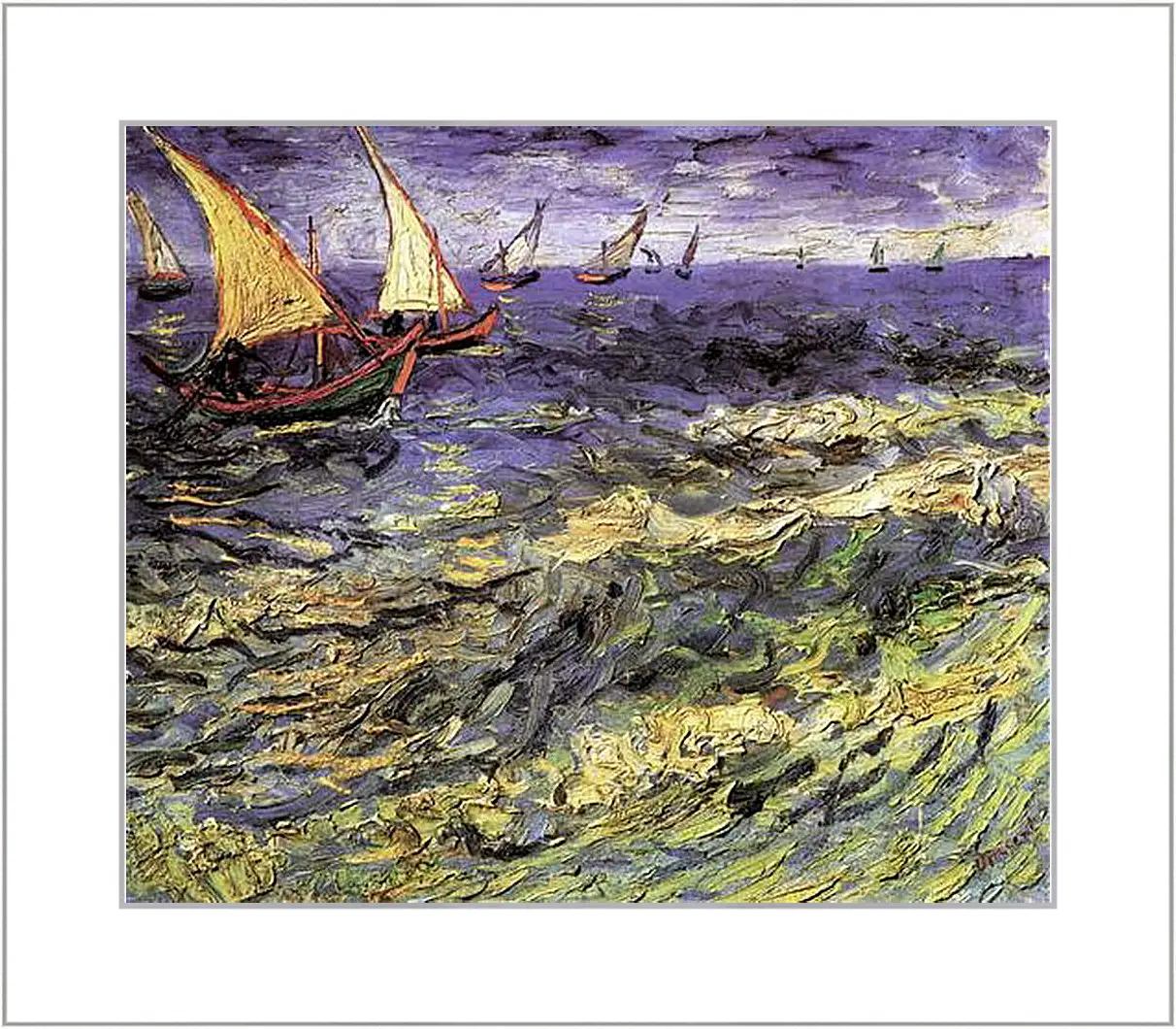 Картина в раме - Seascape at Saintes-Maries 2. Винсент Ван Гог