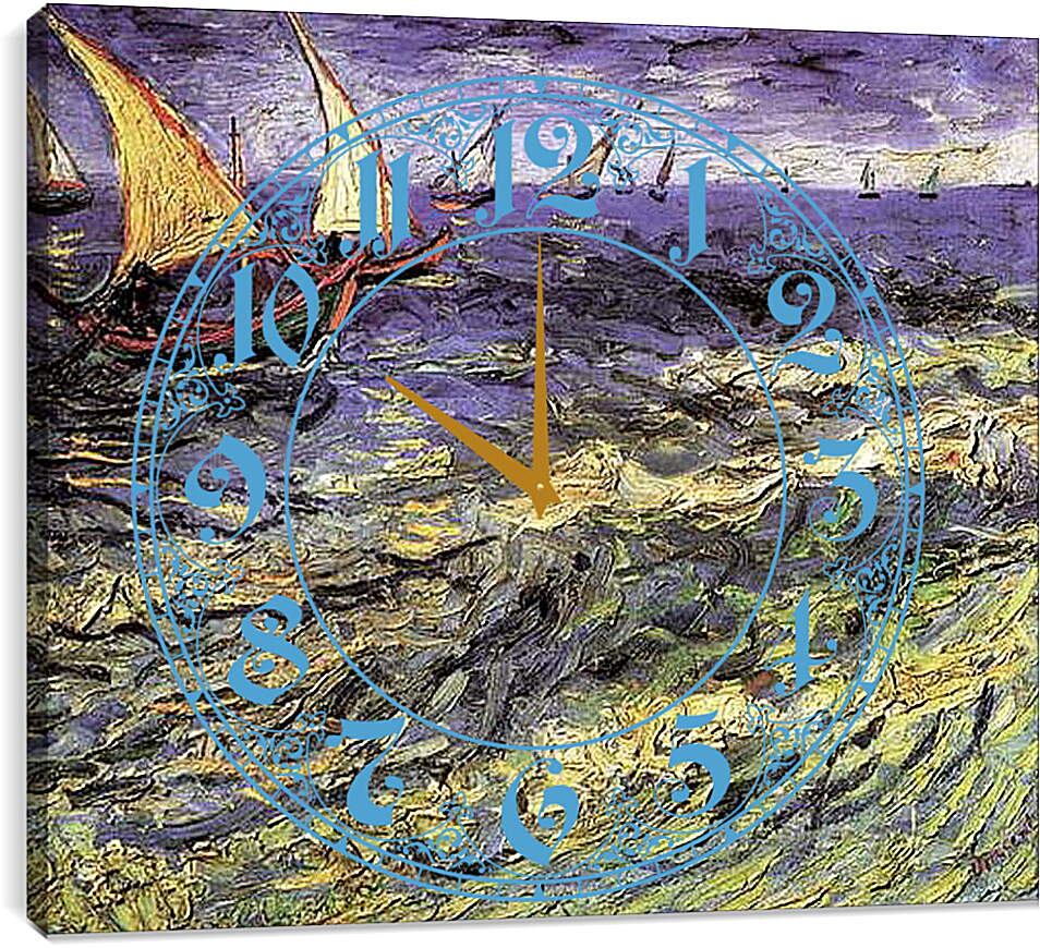 Часы картина - Seascape at Saintes-Maries 2. Винсент Ван Гог