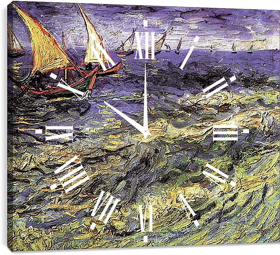 Часы картина - Seascape at Saintes-Maries 2. Винсент Ван Гог