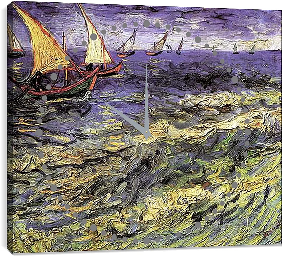 Часы картина - Seascape at Saintes-Maries 2. Винсент Ван Гог