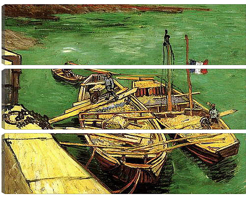 Модульная картина - Quay with Men Unloading Sand Barges. Винсент Ван Гог