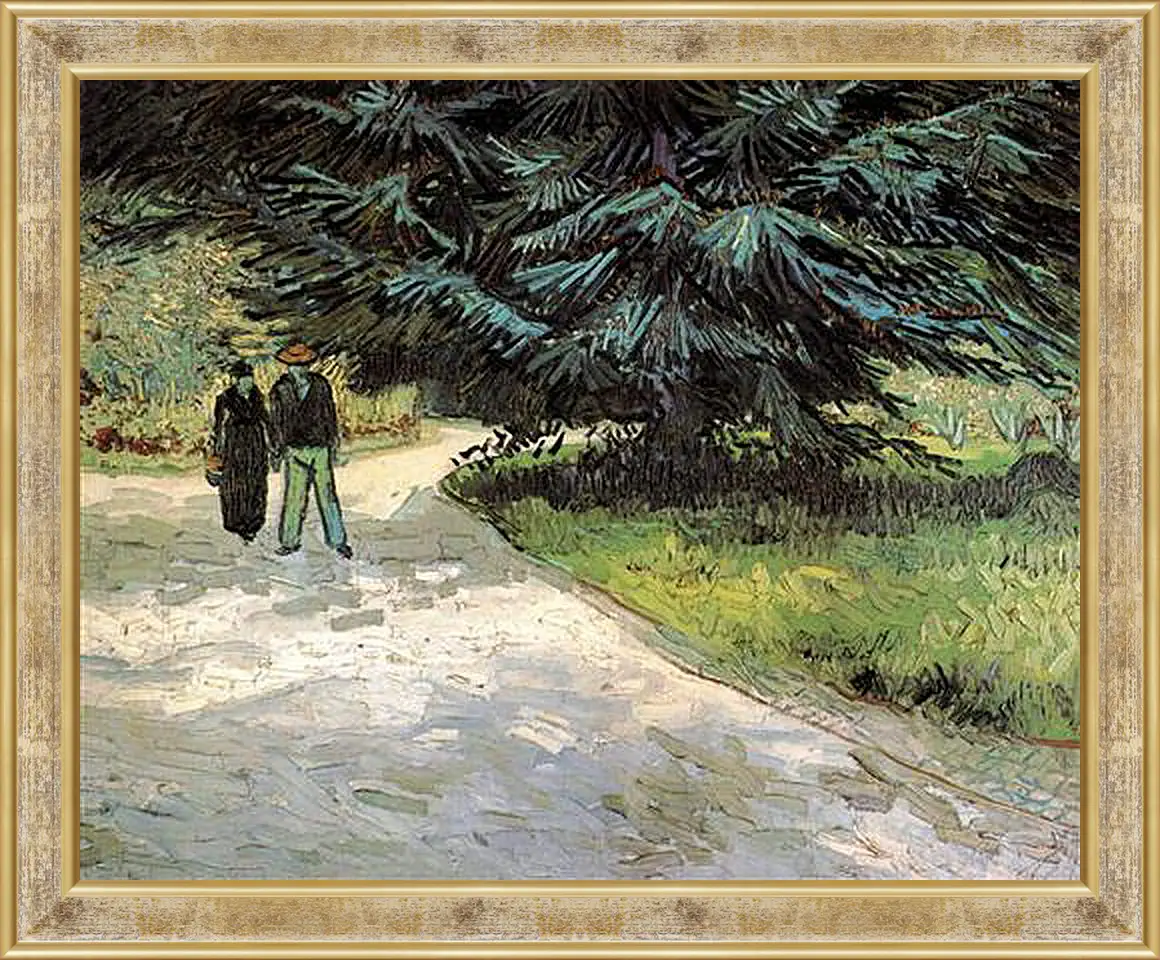 Картина в раме - Public Garden with Couple and Blue Fir Tree The Poet s Garden III. Винсент Ван Гог