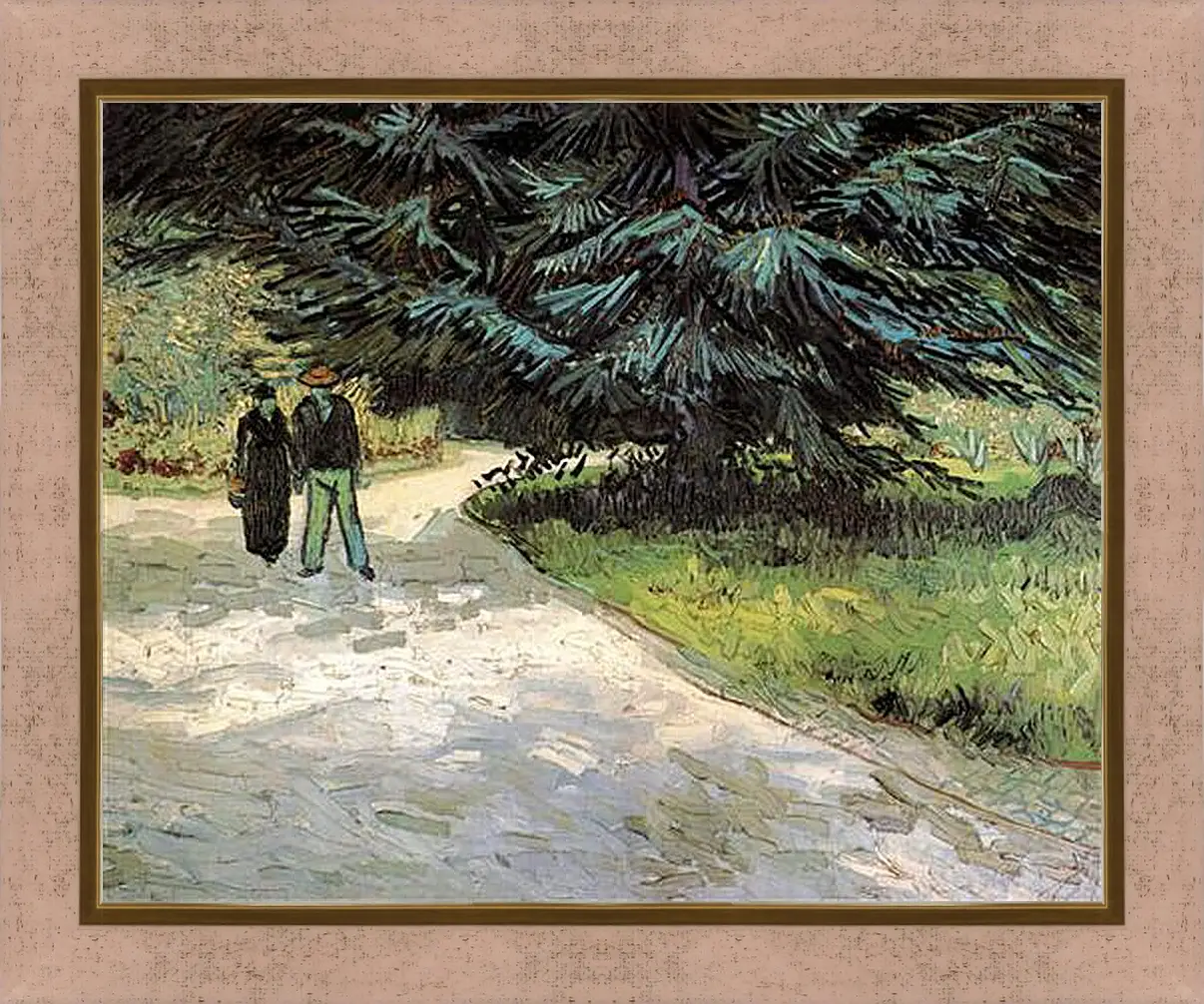 Картина в раме - Public Garden with Couple and Blue Fir Tree The Poet s Garden III. Винсент Ван Гог