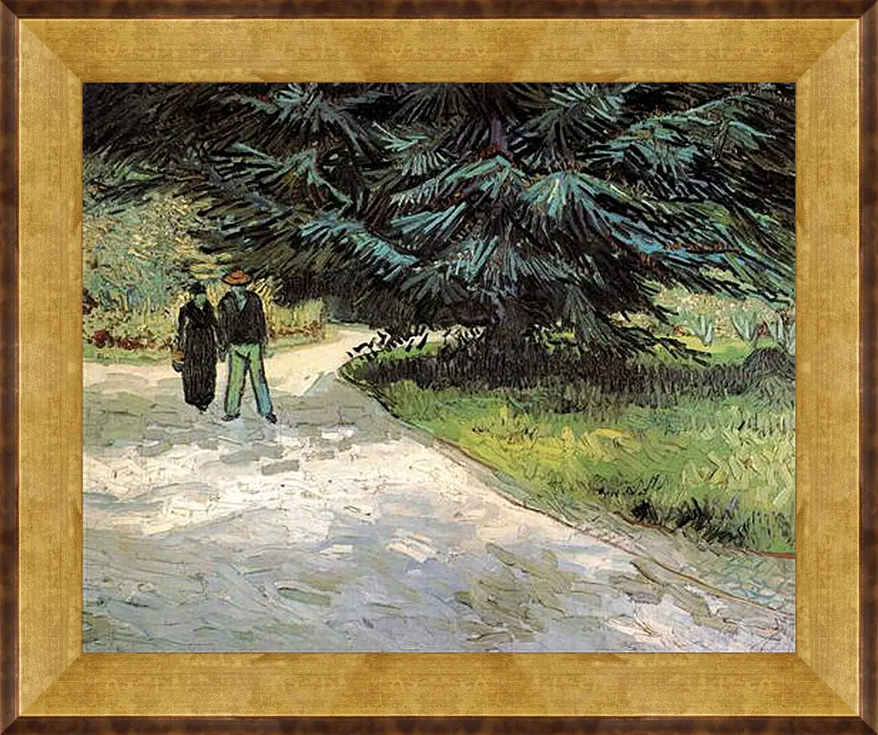 Картина в раме - Public Garden with Couple and Blue Fir Tree The Poet s Garden III. Винсент Ван Гог