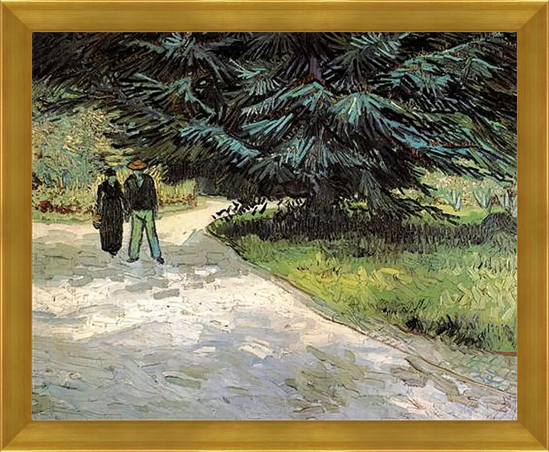 Картина в раме - Public Garden with Couple and Blue Fir Tree The Poet s Garden III. Винсент Ван Гог