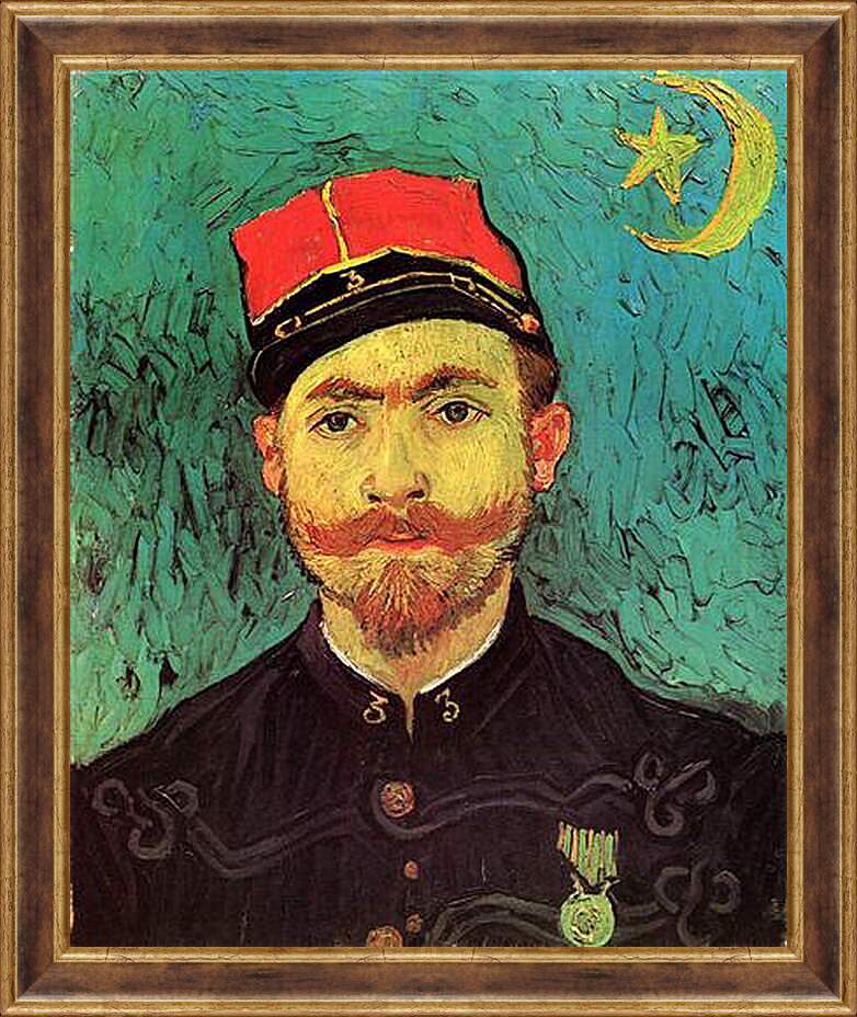 Картина в раме - Portrait of Milliet, Second Lieutenant of the Zouaves. Винсент Ван Гог