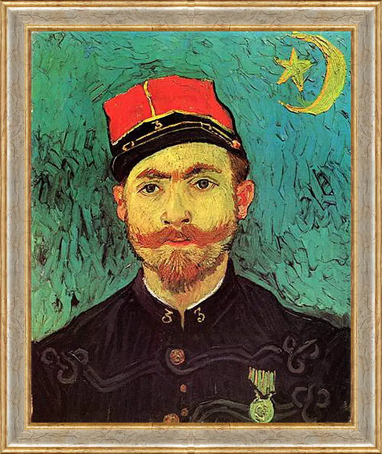 Картина в раме - Portrait of Milliet, Second Lieutenant of the Zouaves. Винсент Ван Гог