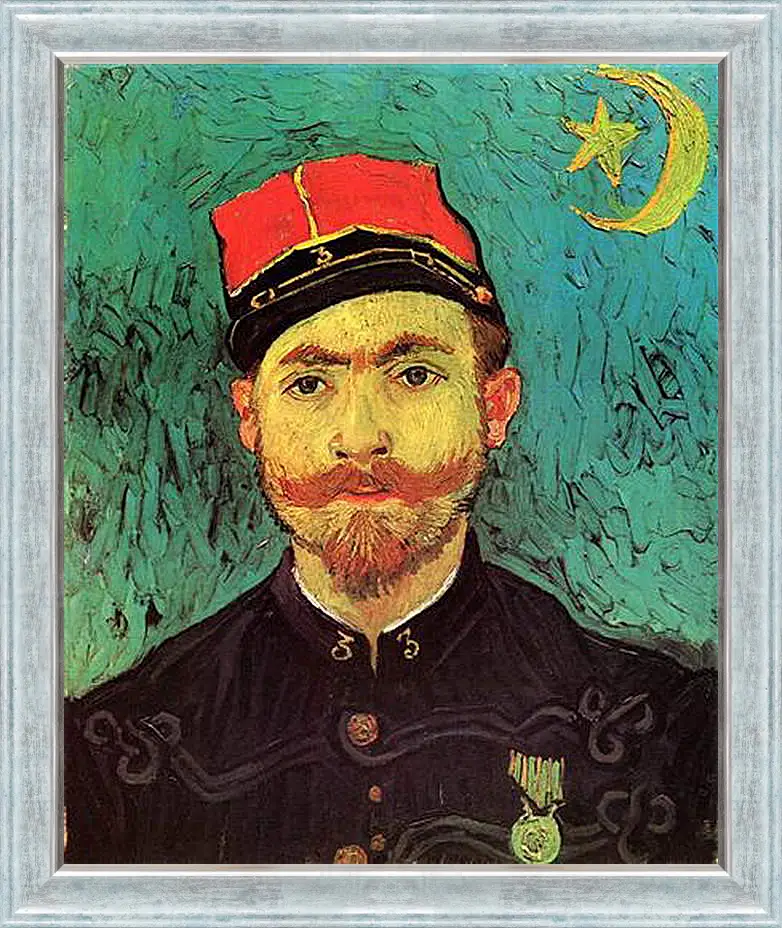 Картина в раме - Portrait of Milliet, Second Lieutenant of the Zouaves. Винсент Ван Гог