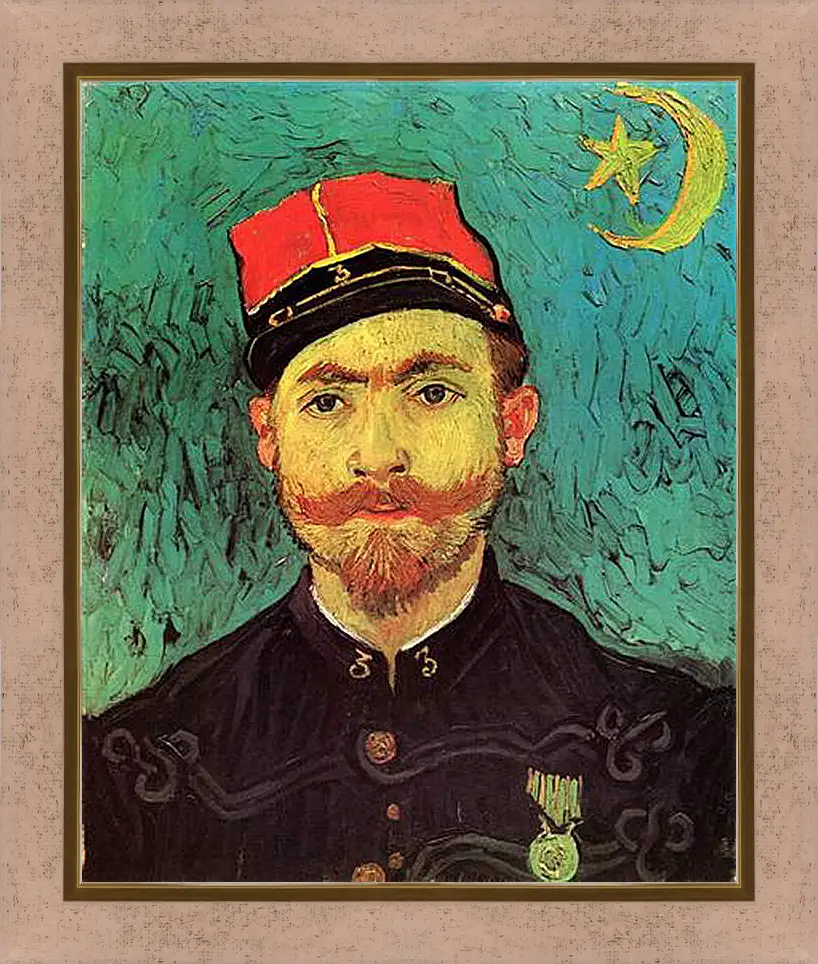 Картина в раме - Portrait of Milliet, Second Lieutenant of the Zouaves. Винсент Ван Гог