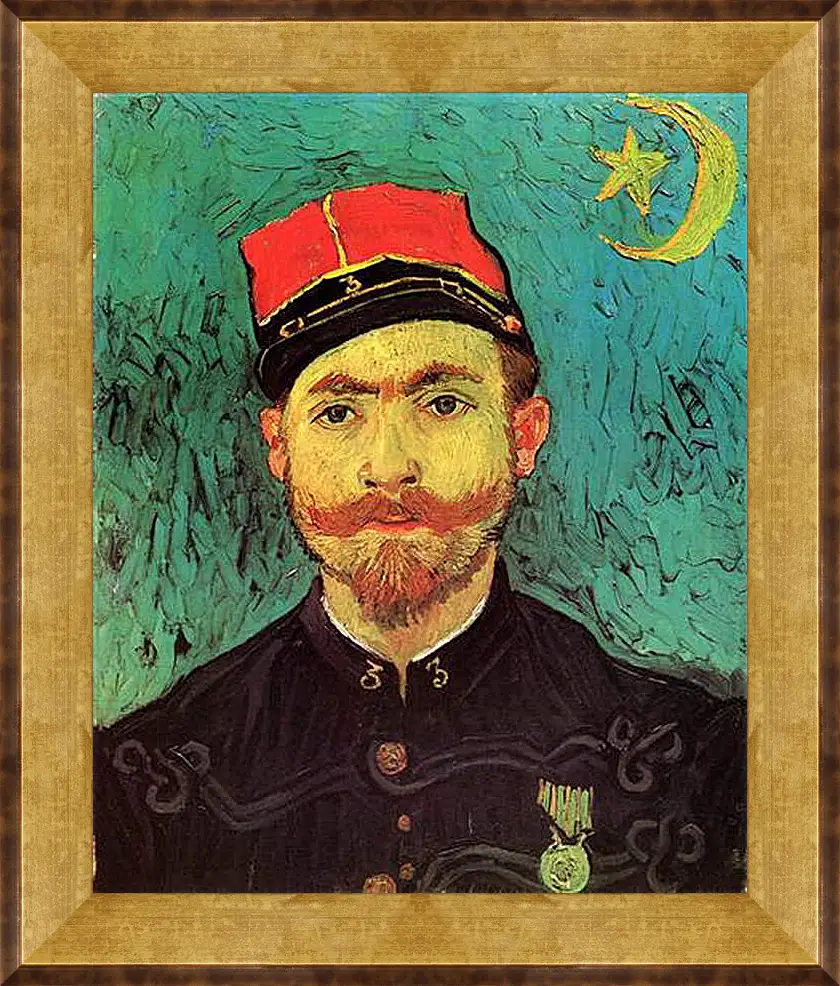 Картина в раме - Portrait of Milliet, Second Lieutenant of the Zouaves. Винсент Ван Гог