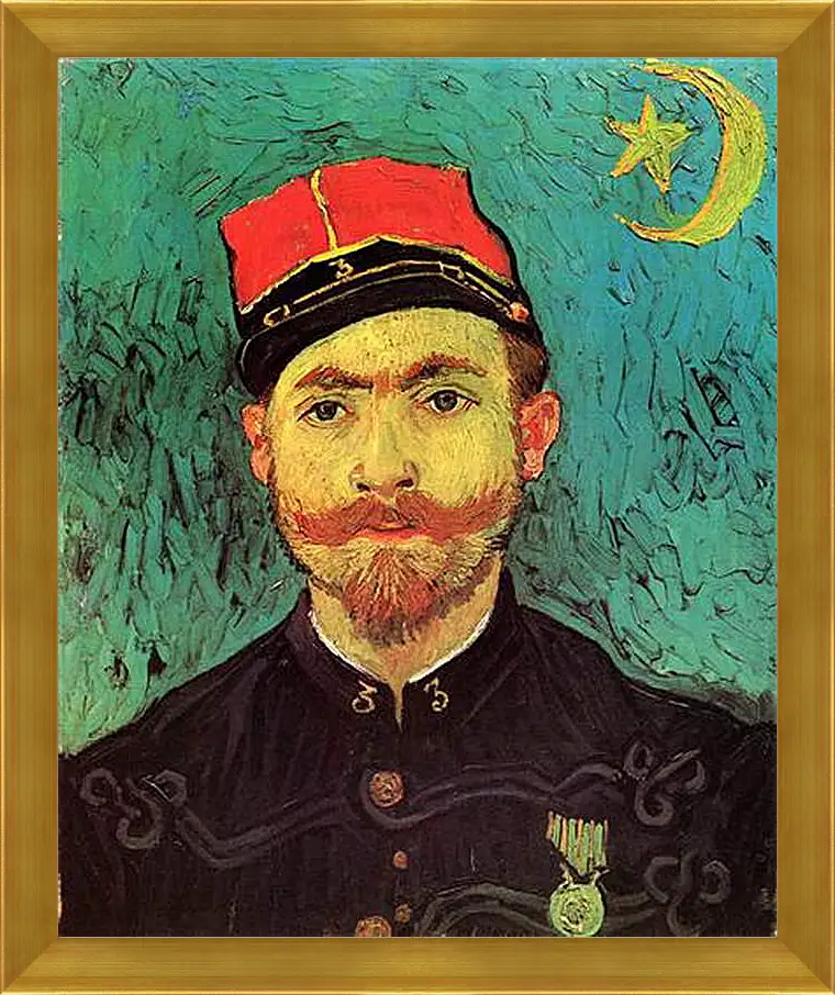 Картина в раме - Portrait of Milliet, Second Lieutenant of the Zouaves. Винсент Ван Гог