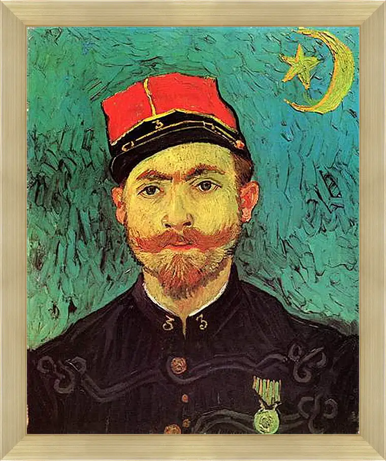 Картина в раме - Portrait of Milliet, Second Lieutenant of the Zouaves. Винсент Ван Гог