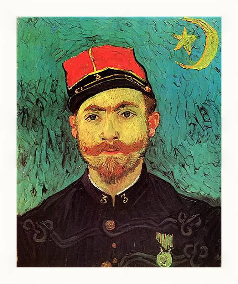 Картина в раме - Portrait of Milliet, Second Lieutenant of the Zouaves. Винсент Ван Гог