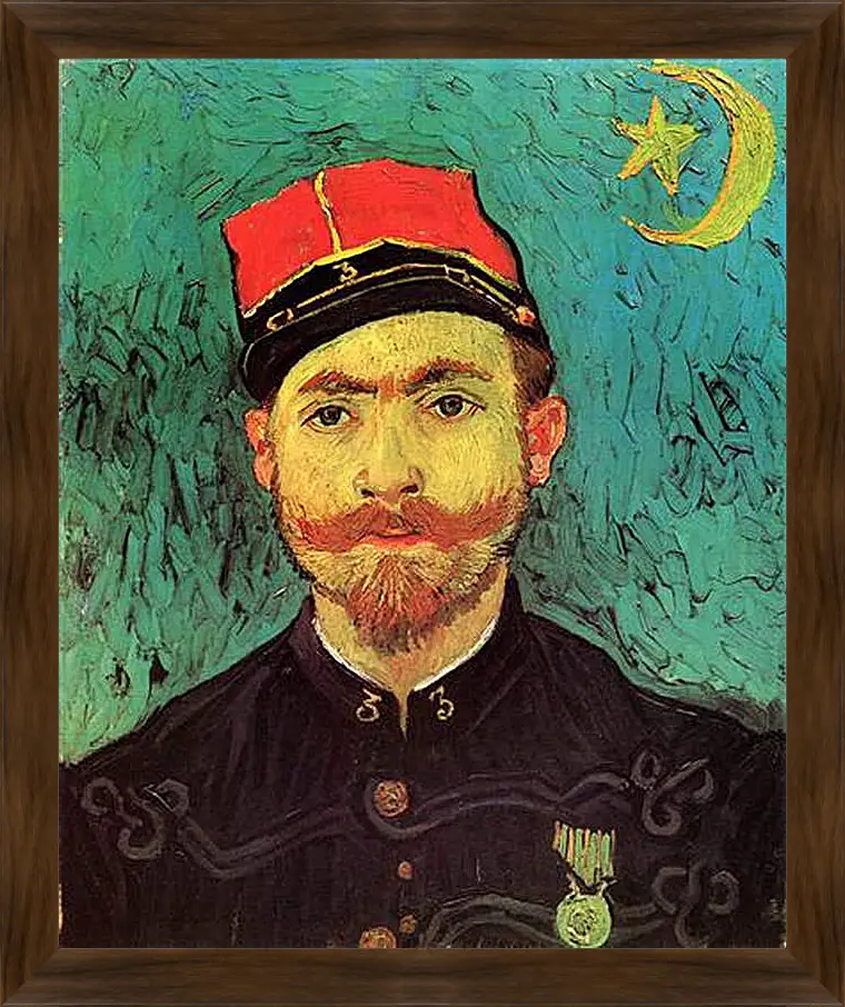 Картина в раме - Portrait of Milliet, Second Lieutenant of the Zouaves. Винсент Ван Гог