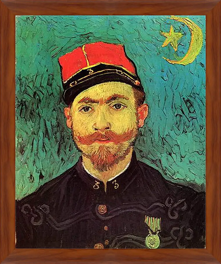 Картина в раме - Portrait of Milliet, Second Lieutenant of the Zouaves. Винсент Ван Гог