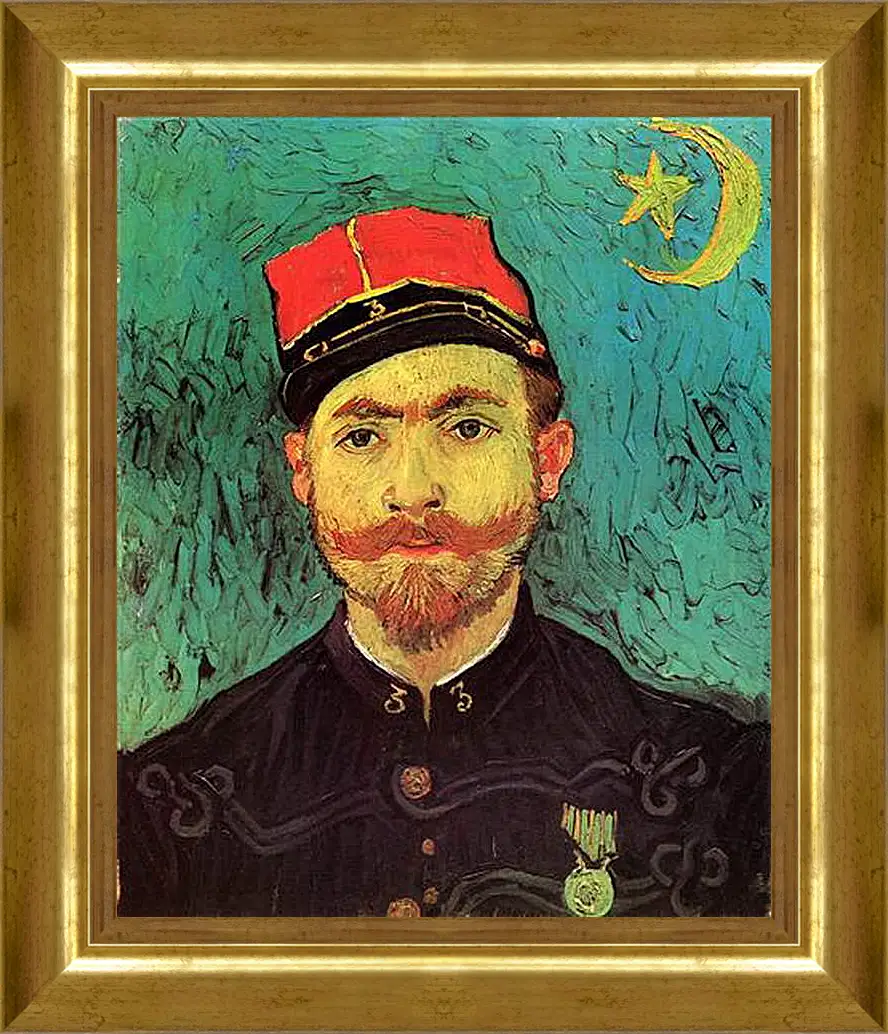 Картина в раме - Portrait of Milliet, Second Lieutenant of the Zouaves. Винсент Ван Гог