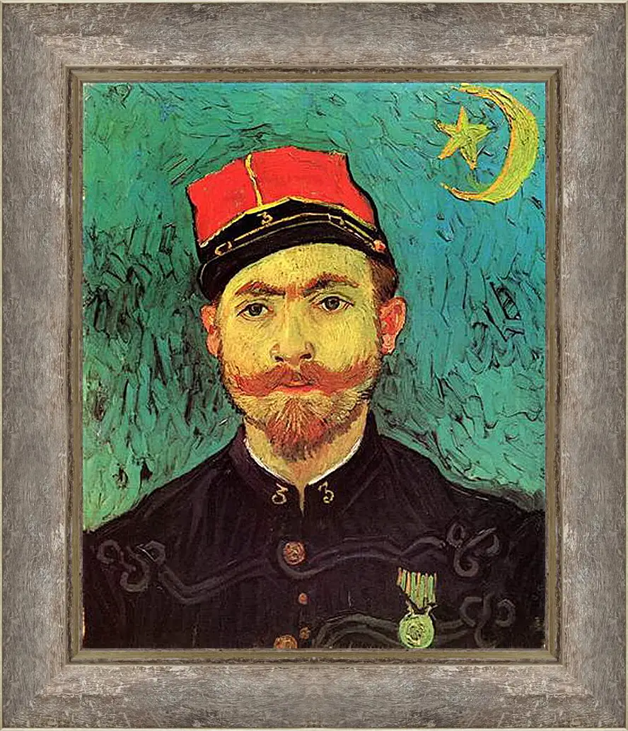 Картина в раме - Portrait of Milliet, Second Lieutenant of the Zouaves. Винсент Ван Гог