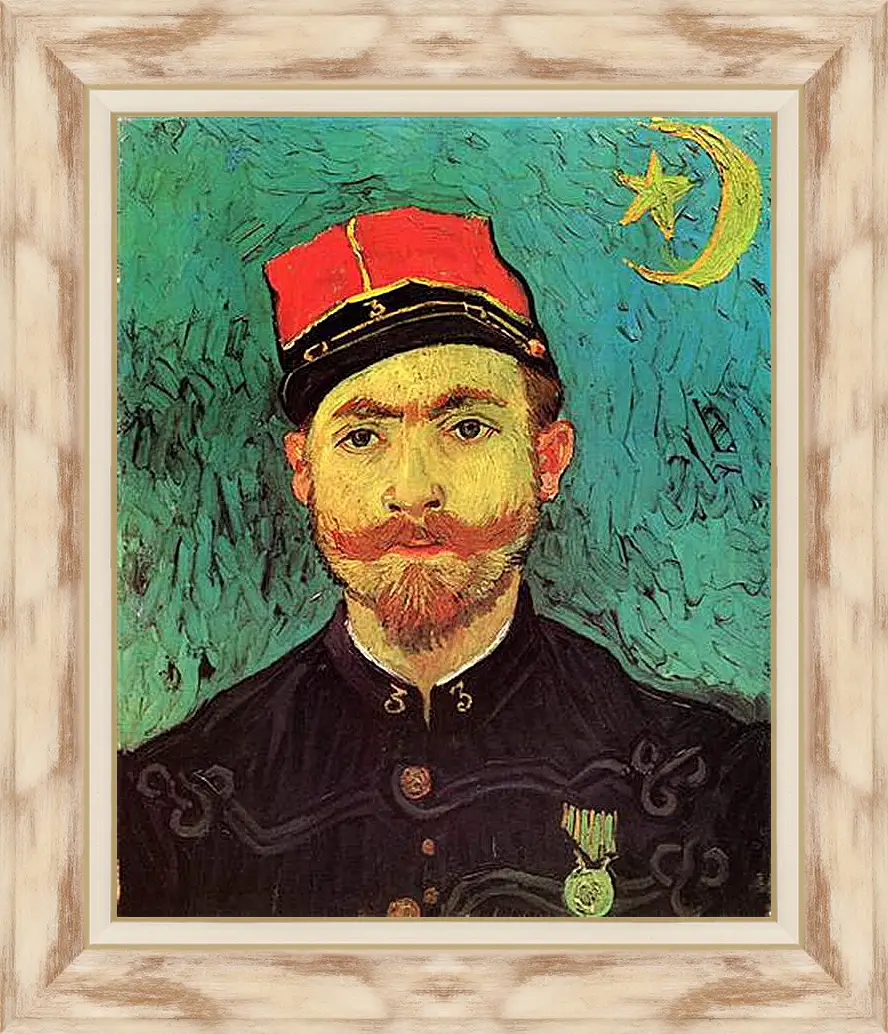 Картина в раме - Portrait of Milliet, Second Lieutenant of the Zouaves. Винсент Ван Гог