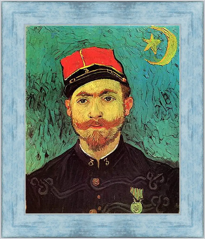 Картина в раме - Portrait of Milliet, Second Lieutenant of the Zouaves. Винсент Ван Гог