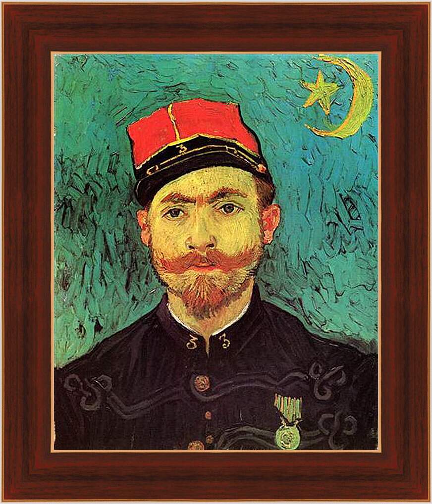 Картина в раме - Portrait of Milliet, Second Lieutenant of the Zouaves. Винсент Ван Гог