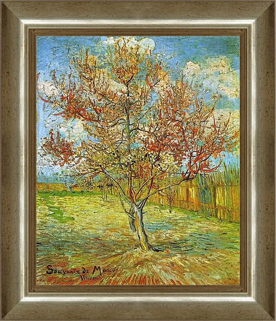 Картина в раме - Pink Peach Tree in Blossom Reminiscence of Mauve. Винсент Ван Гог