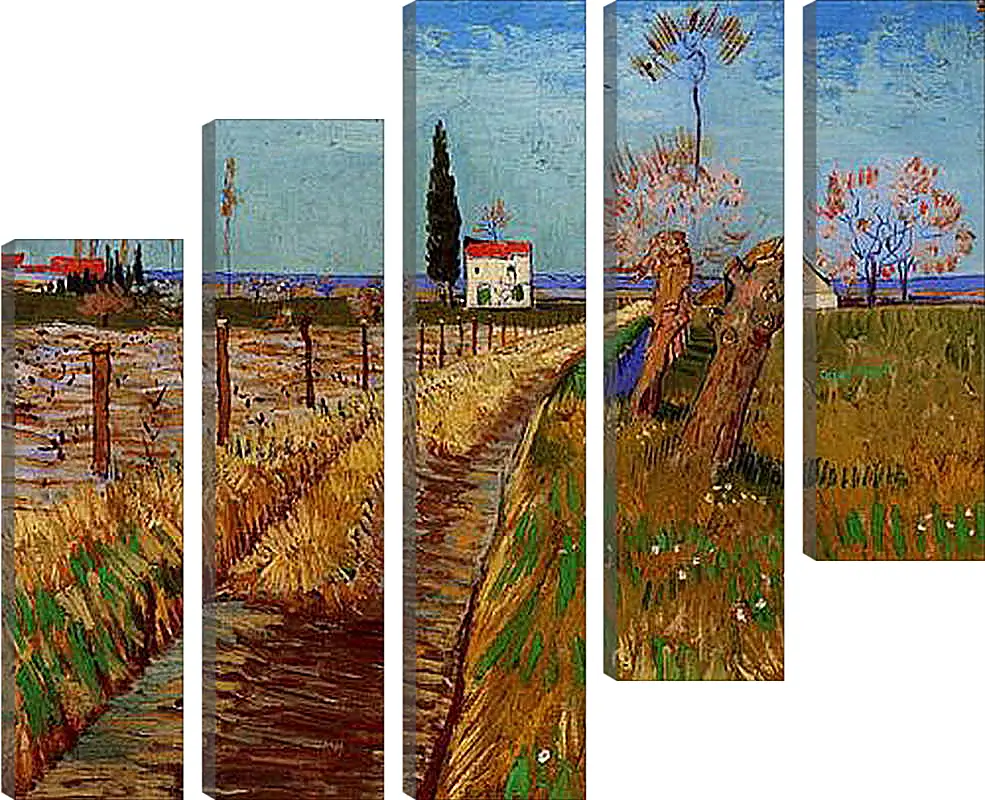 Модульная картина - Path Through a Field with Willows. Винсент Ван Гог