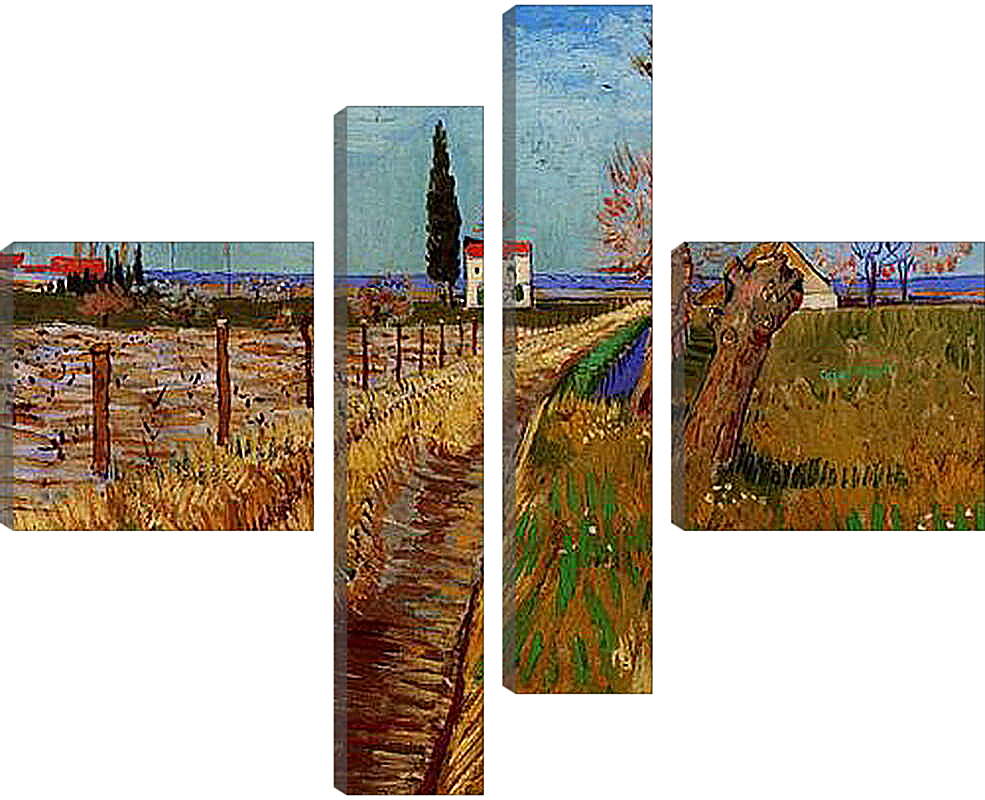 Модульная картина - Path Through a Field with Willows. Винсент Ван Гог